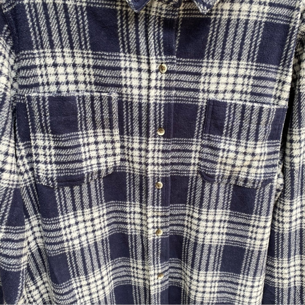 Time and Tru Women's Plaid Button Down Shirt Size XXXL NWT Dark Navy Plaid - Picture 8 of 12